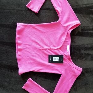 Pink crop top l/s